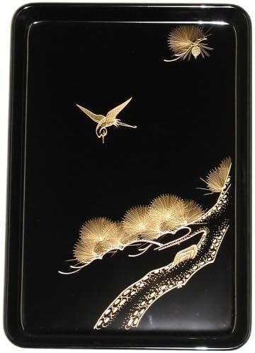 漆器 盆 鶴のデザイン 金蒔絵 漆器トレイセット 鶴のデザイン 金蒔絵 漆器